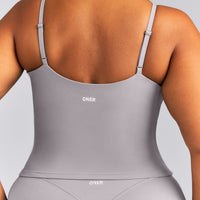 SoftMotion™ Adjustable V Neck Mid Tank Top with Built in Bra Shelf New Branding | Zinc Gray