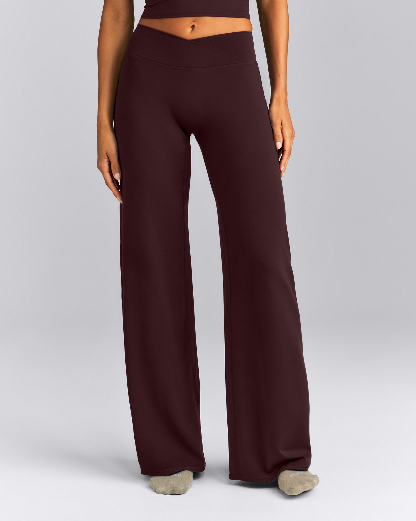 SoftMotion™ Wrap Straight Leg Trousers New Branding | Plum Brown