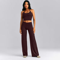 SoftMotion™ Wrap Straight Leg Trousers New Branding | Plum Brown