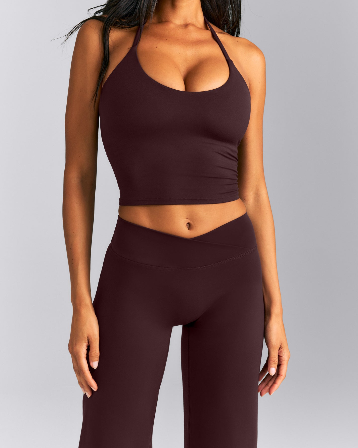 SoftMotion™ Wrap Straight Leg Trousers New Branding | Plum Brown