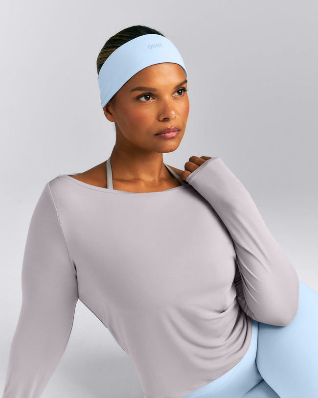 SoftMotion™ Headband with White Logo | Mist Blue