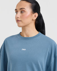 Classic Oner Graphic Longline T-Shirt | Moonstone Blue