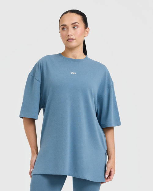 Oner Modal Classic Oner Graphic Longline T-Shirt | Moonstone Blue