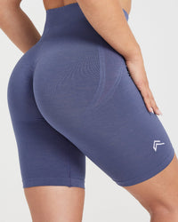 EffortlessLift™ Seamless Cycling Shorts with White Logo | Slate Blue