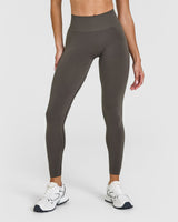EffortlessLift™ Seamless Leggings with White Logo | Deep Taupe