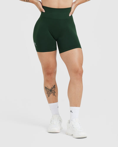 EffortlessLift™ Seamless Shorts with White Logo | Evergreen