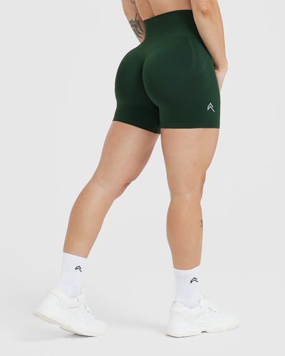 EffortlessLift™ Seamless Shorts with White Logo | Evergreen