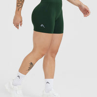 EffortlessLift™ Seamless Shorts with White Logo | Evergreen