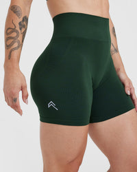 EffortlessLift™ Seamless Shorts with White Logo | Evergreen