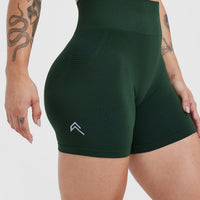 EffortlessLift™ Seamless Shorts with White Logo | Evergreen