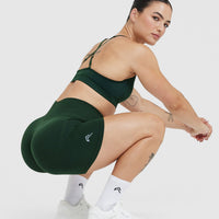 EffortlessLift™ Seamless Shorts with White Logo | Evergreen