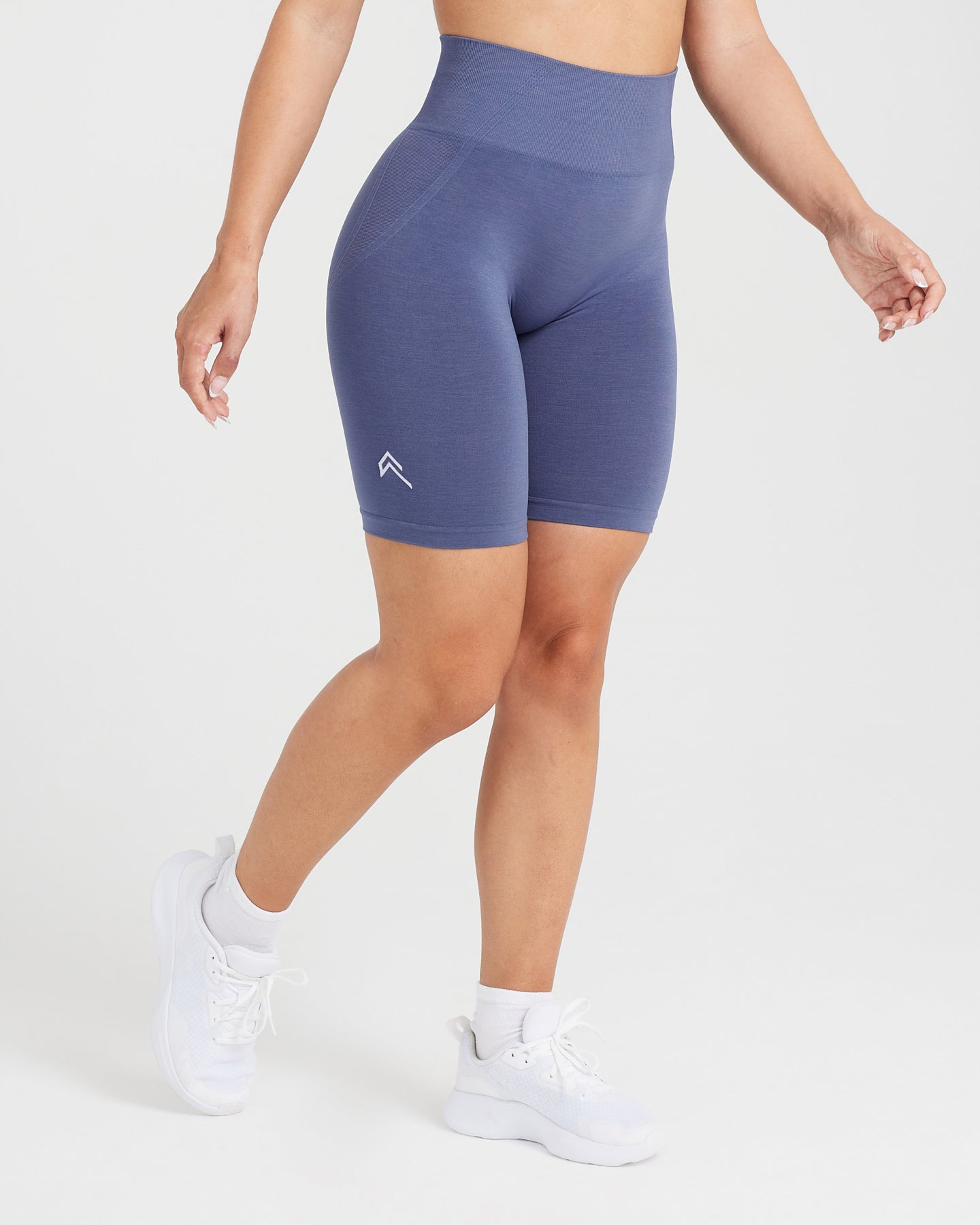 EffortlessLift™ Seamless Cycling Shorts with White Logo | Slate Blue