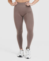 EffortlessLift™ Seamless Leggings with White Logo | Washed Cool Brown