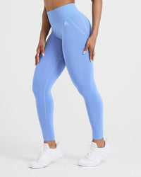 EffortlessLift™ Seamless Leggings with White Logo | Light Denim