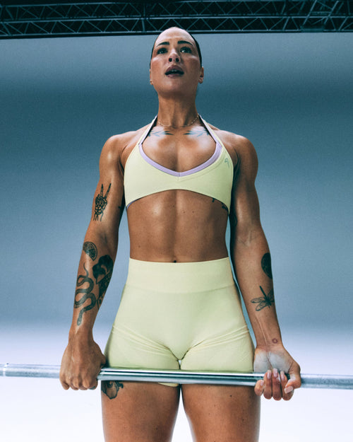 EnhanceLift™ Seamless Minimal Halter Neck Bralette | Pastel Yellow