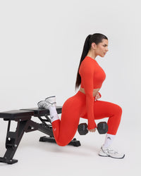 Go To Seamless Fitted Crop Long Sleeve Top | Charged Orange