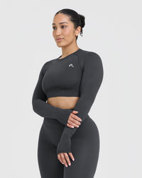 Go To Seamless Fitted Crop Long Sleeve Top | Coal