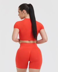 Go To Seamless Fitted Crop Top | Charged Orange