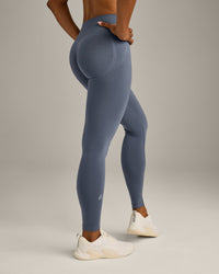 EffortlessLift™ Seamless Leggings with Grey Logo | Light Granite Blue