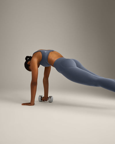 EffortlessLift™ Seamless Leggings with Grey Logo | Light Granite Blue