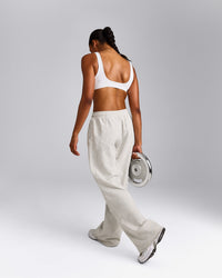 EffortlessLift™ Square Neck Sports Bra with Grey Logo | White