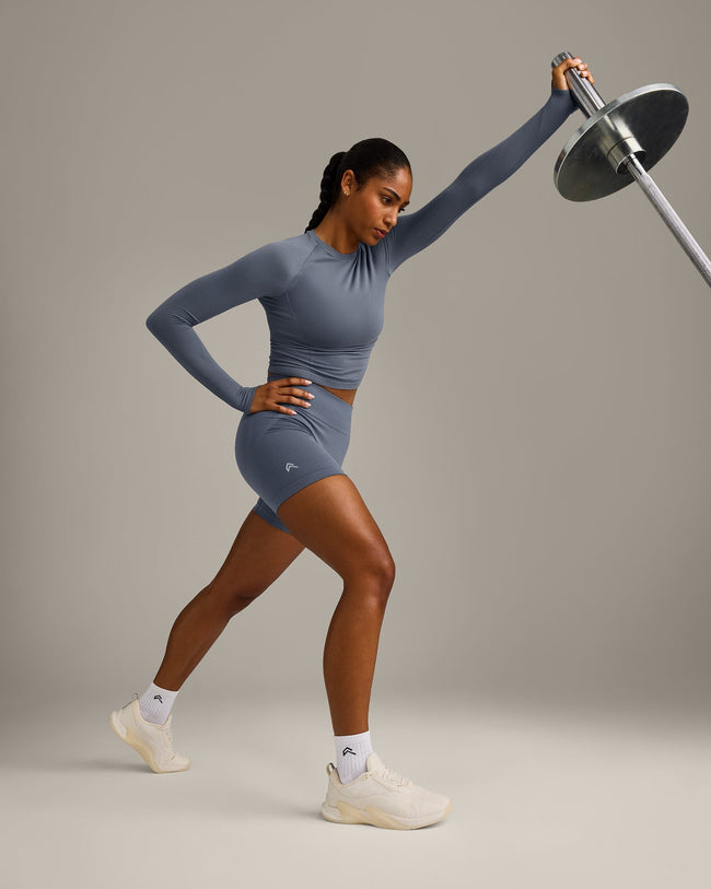 Oner Seamless Fitted Long Sleeve Top | Dark Granite Blue