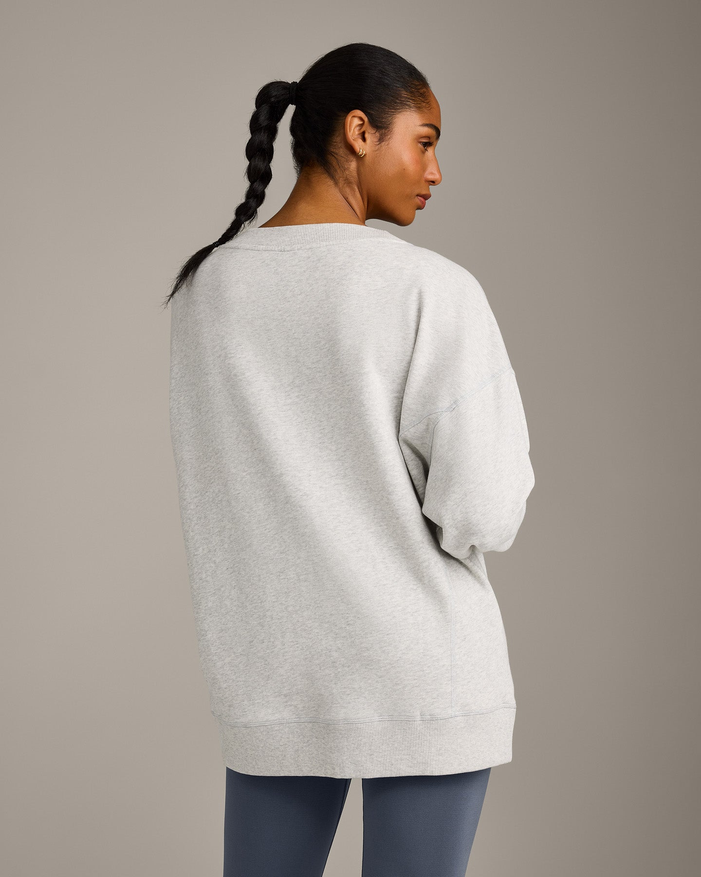 Cotton Vintage Lounge V Neck Sweatshirt | Light Grey Marl