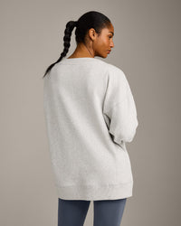 Cotton Vintage Lounge V Neck Sweatshirt | Light Grey Marl