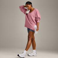 Cotton Vintage Lounge V Neck Sweatshirt | Orchid Haze