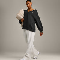 Cotton Vintage Lounge V Neck Sweatshirt | Washed Black