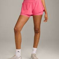 UnifiedMove™ Double Layer Shorts 5" with Reflective Logo | Hot Girl Pink