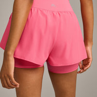 UnifiedMove™ Double Layer Shorts 5" with Reflective Logo | Hot Girl Pink