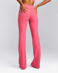 UnifiedMove™ Wrap Flared Trousers with Reflective Logo | Hot Girl Pink