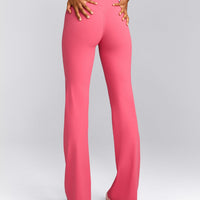 UnifiedMove™ Wrap Flared Trousers with Reflective Logo | Hot Girl Pink