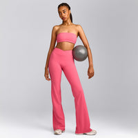 UnifiedMove™ Wrap Flared Trousers with Reflective Logo | Hot Girl Pink