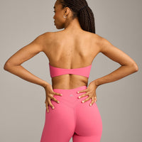 UnifiedMove Micro Bandeau Bralette with Reflective Logo | Hot Girl Pink