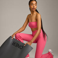 UnifiedMove Micro Bandeau Bralette with Reflective Logo | Hot Girl Pink