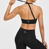 Unified Twist Sports Bra White Logo | Black