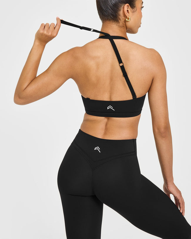 Unified Twist Sports Bra White Logo | Black