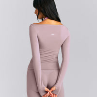 FormeSoft™ Fitted Off-The-Shoulder Long Sleeve Top | Dusty Purple