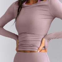 FormeSoft™ Fitted Off-The-Shoulder Long Sleeve Top | Dusty Purple