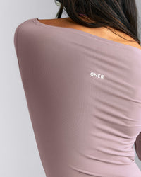 FormeSoft™ Fitted Off-The-Shoulder Long Sleeve Top | Dusty Purple