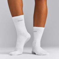 Pilates Grip Crew Socks 1 Pack | White