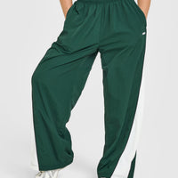 Oversized Piped Woven Straight Leg Track Bottoms | Racing Green