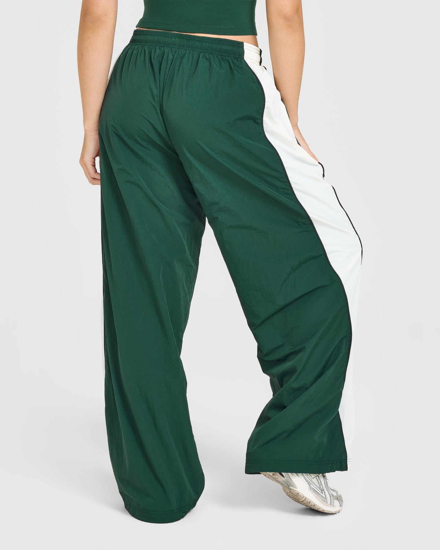 Oversized Piped Woven Straight Leg Track Bottoms | Racing Green