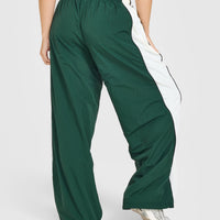 Oversized Piped Woven Straight Leg Track Bottoms | Racing Green