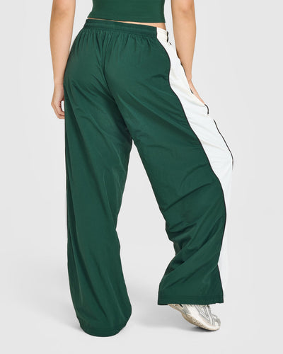 Oversized Piped Woven Straight Leg Track Bottoms | Racing Green