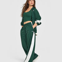 Oversized Piped Woven Straight Leg Track Bottoms | Racing Green