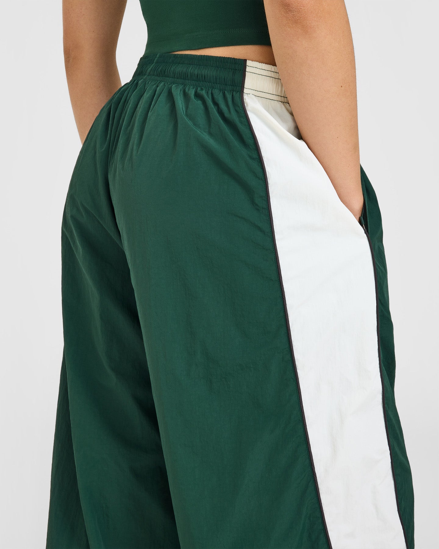 Oversized Piped Woven Straight Leg Track Bottoms | Racing Green