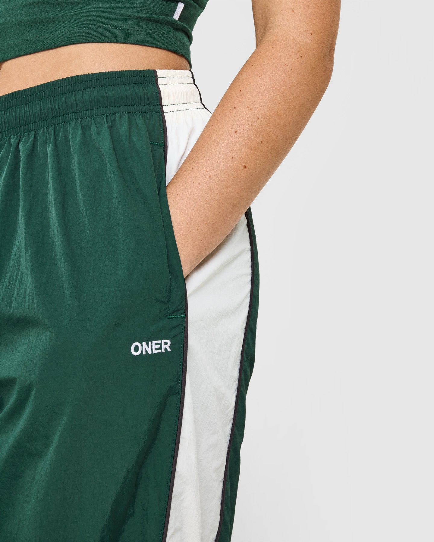 Oversized Piped Woven Straight Leg Track Bottoms | Racing Green